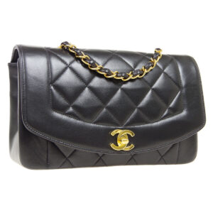 Chanel Diana Black Leather single flap single chain