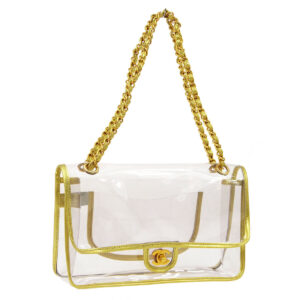 Chanel Timmeles Clear Gold Vinyl Leather double chain