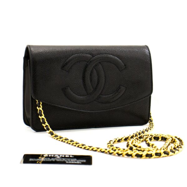 CHANEL Wallet On Chain Caviar Black leather Crossbody bag
