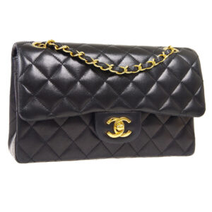 Chanel Timeless Black leather double flap doble chain